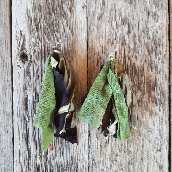 Handmade Fabric Earrings, Tassel Earring - Picture 5 of 7